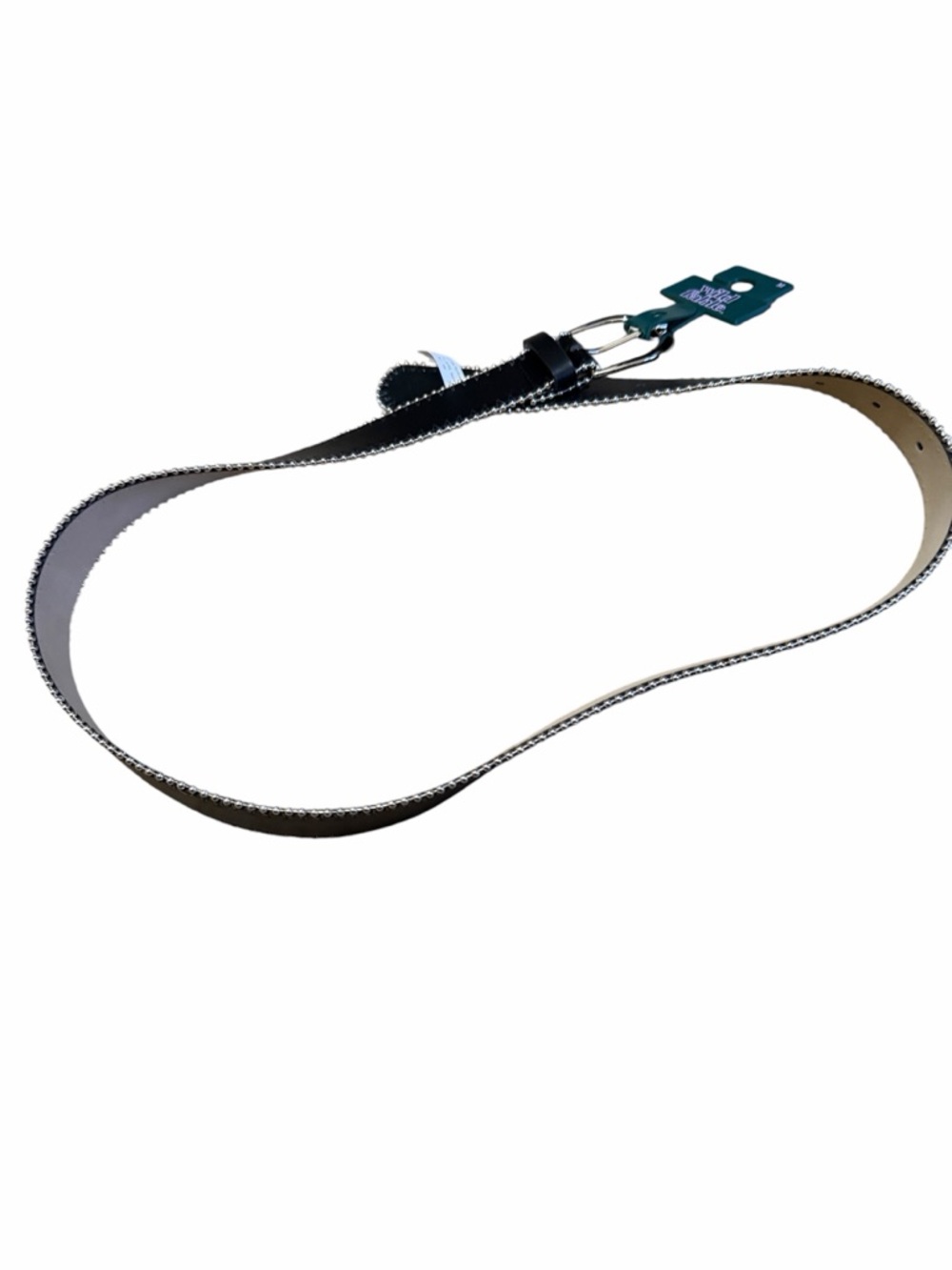 wild fable Black Skinny Faux Leather Belt with Silver Accent